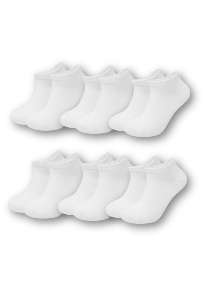 بيير دونا جوارب كاحل للأولاد عبوة 6 قطع – أبيض | مزيج قطن ناعم | قابلة للتنفس ومرنة لراحة فائقة | للمدرسة والاستخدام اليومي | العمر 7–9 سنوات - Image 2